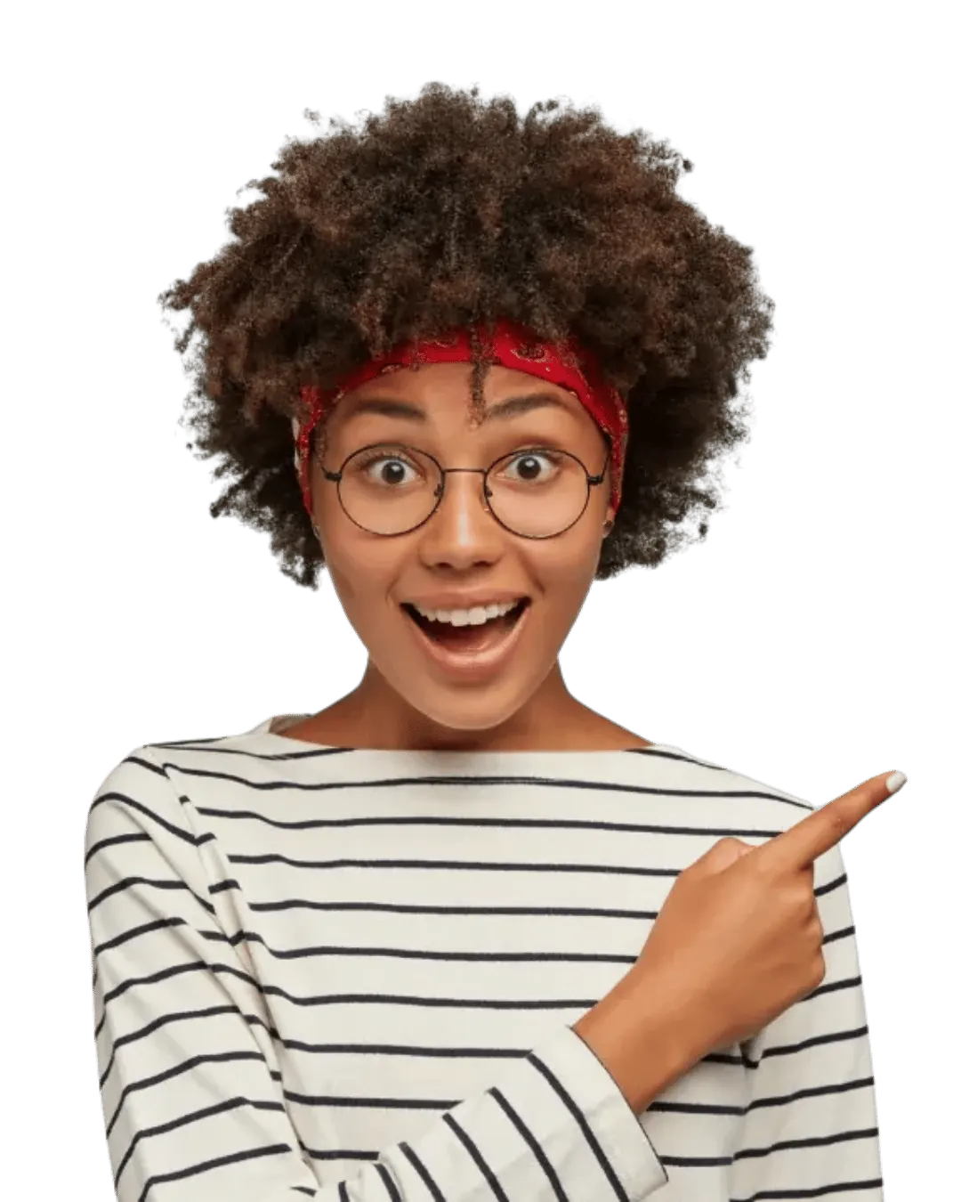 People pointing to right